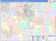 Denver-Aurora-Lakewood Metro Area Wall Map Color Cast Style